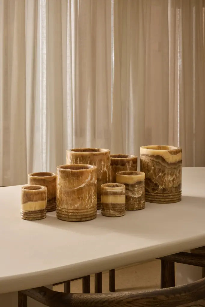 Waxinelichthouder Sandal onyx M Ø11x13cm