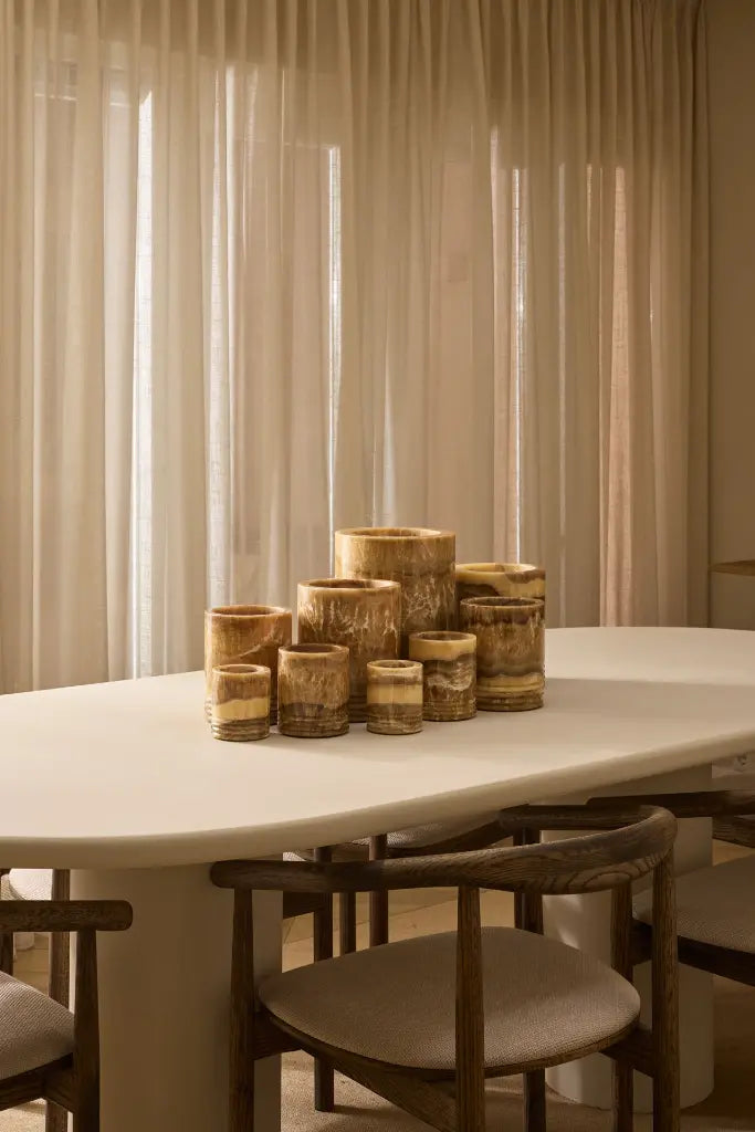 Waxinelichthouder Sandal onyx XL Ø17x21 cm