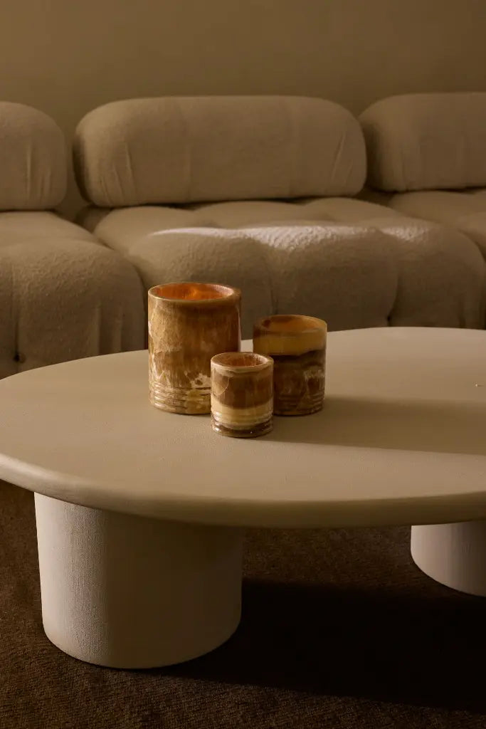 Waxinelichthouder Sandal onyx M Ø11x13cm