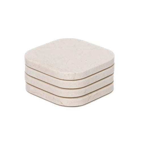 Travertine coaster - organic - set of 4 - 10x10x1cm