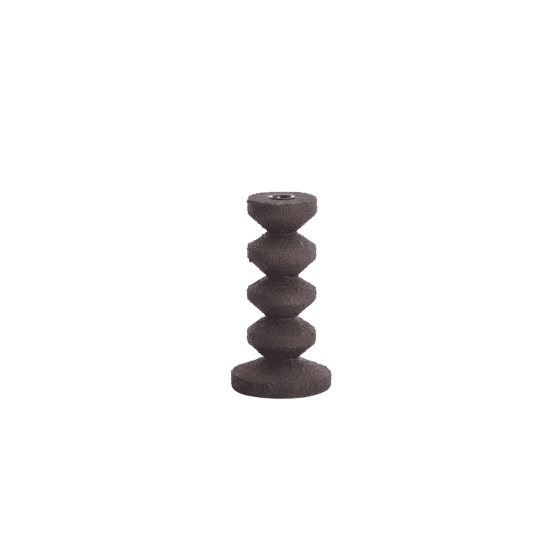 Candlestick Alvezo wood relief brown