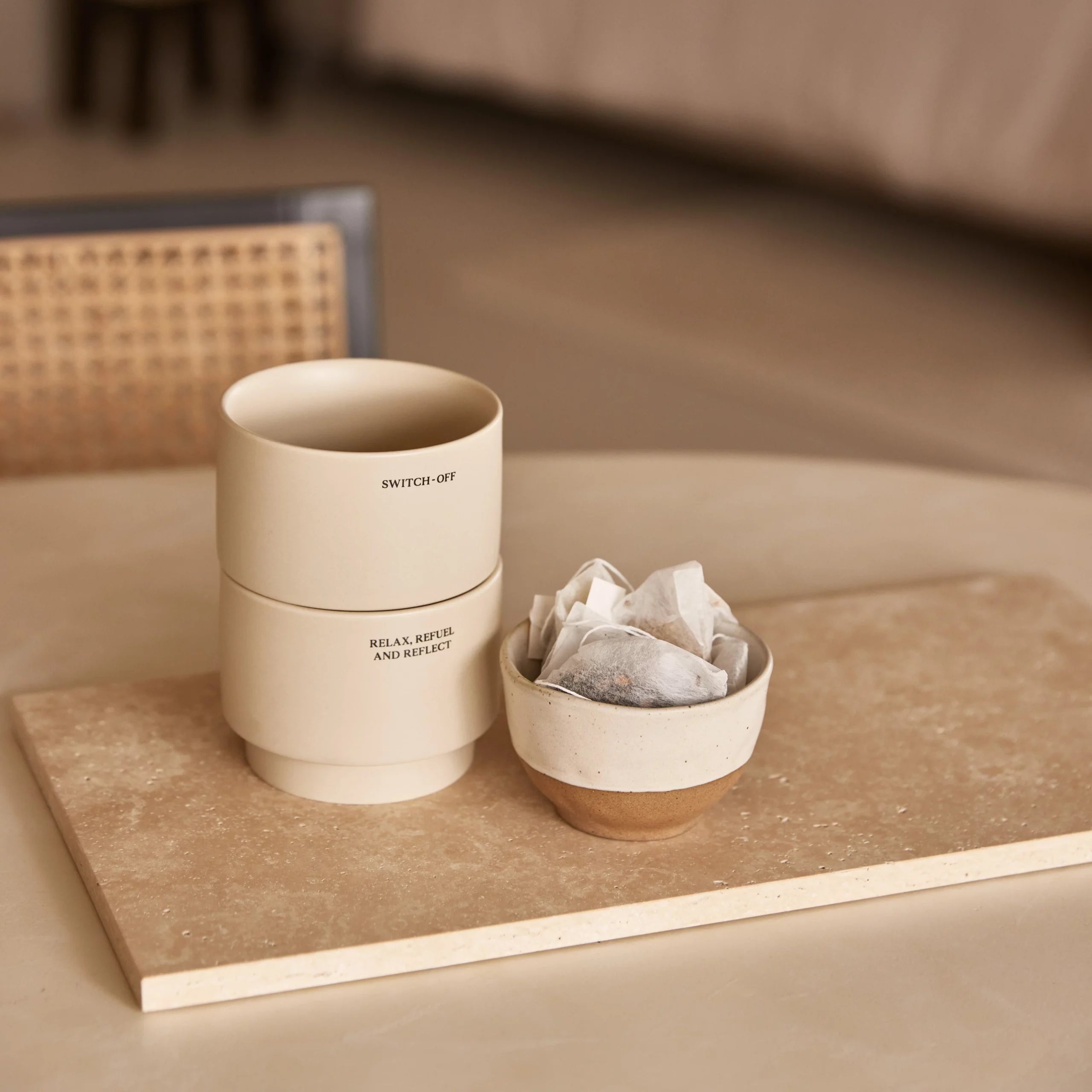 Travertine tray rectangular L 20x40cm