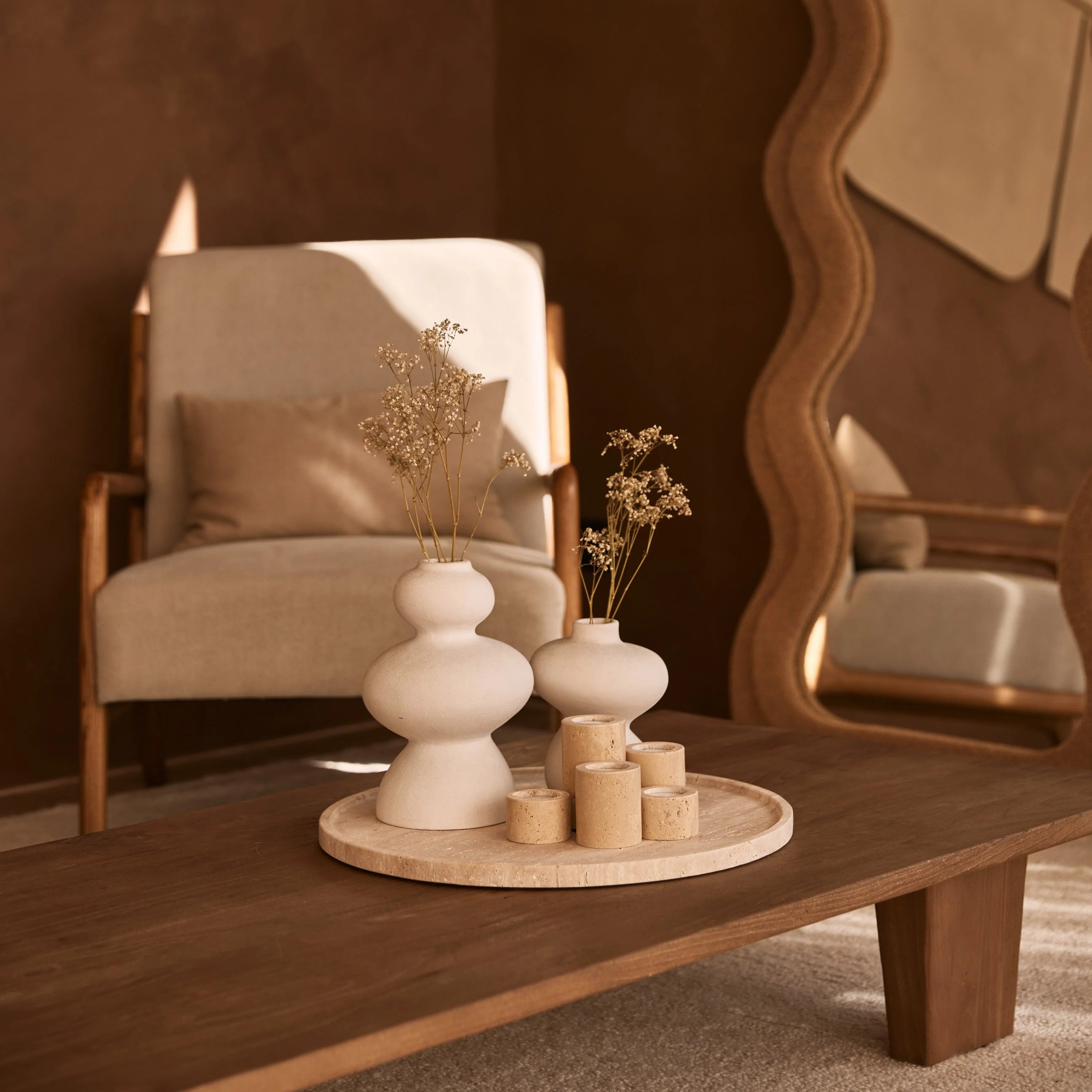 Travertine tealight holder M