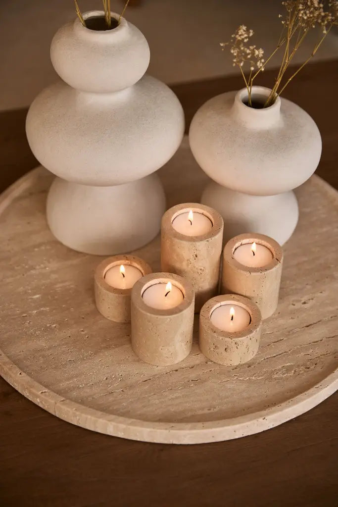 Dienblad Travertine rond met rand Ø45cm