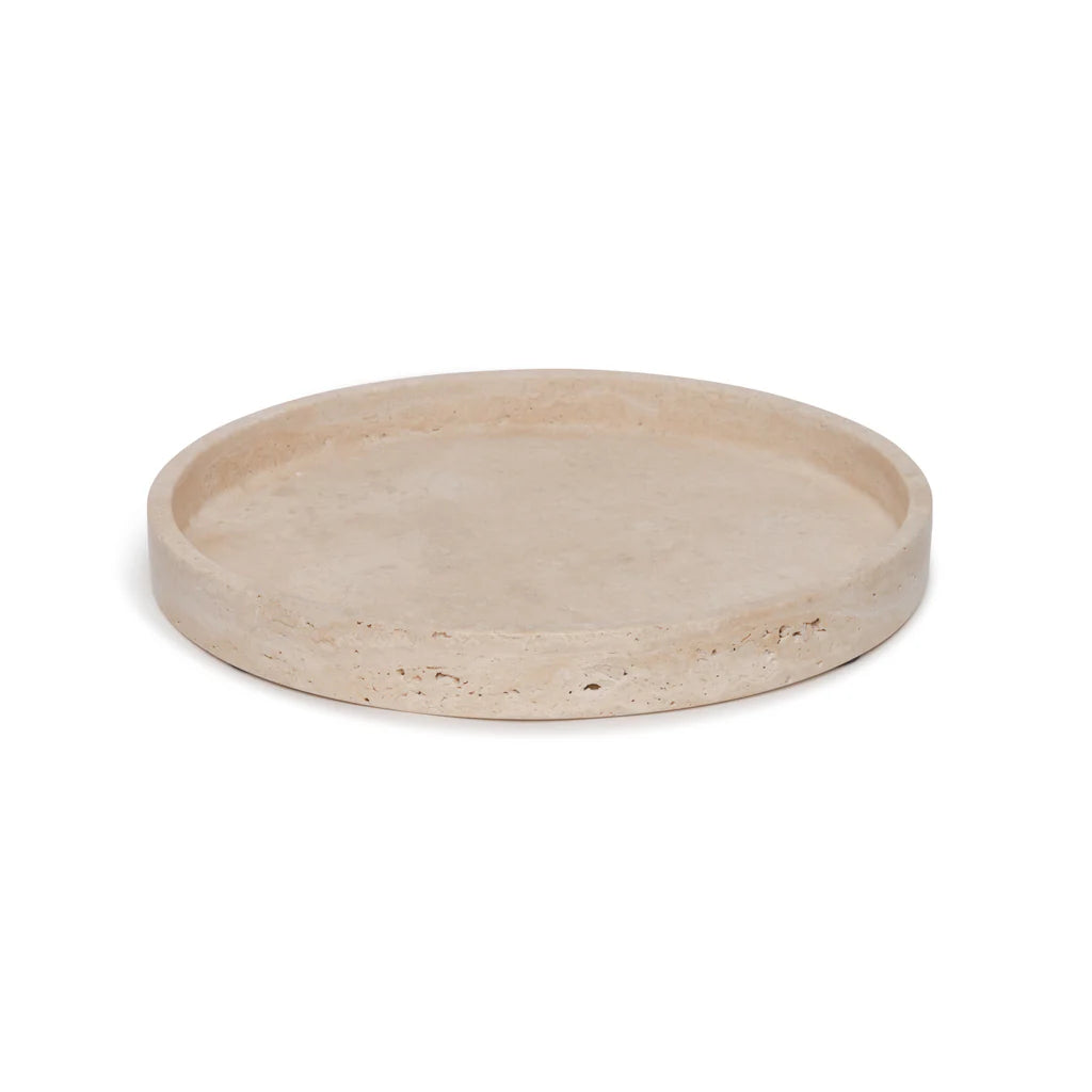 Travertine tray round with edge Ø30cm
