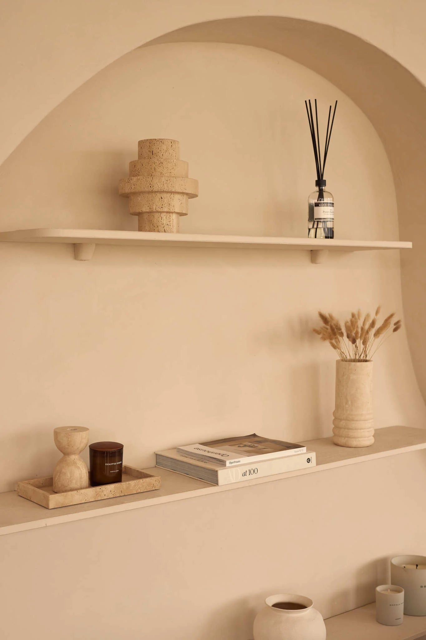 Travertine design candle holder Ø8x14cm