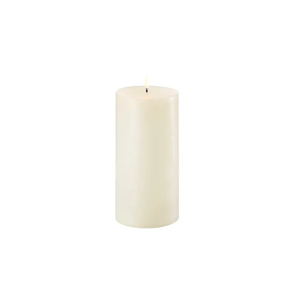 LED kaars pillar, Ivory, Smooth, 10,1x20 cm
