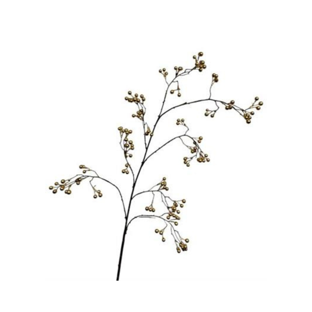 Kunsttak berry spray trident hang 138 cm gold