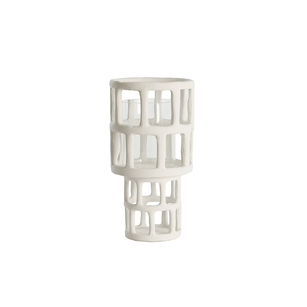 Windlicht Alimos Ø18,5x34,5 cm wit+glas