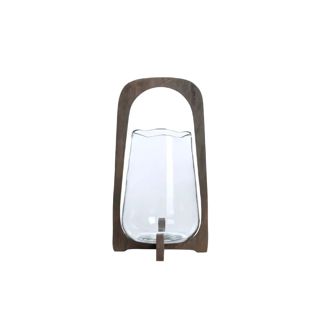 Windlicht Anosy L glas helder+hout