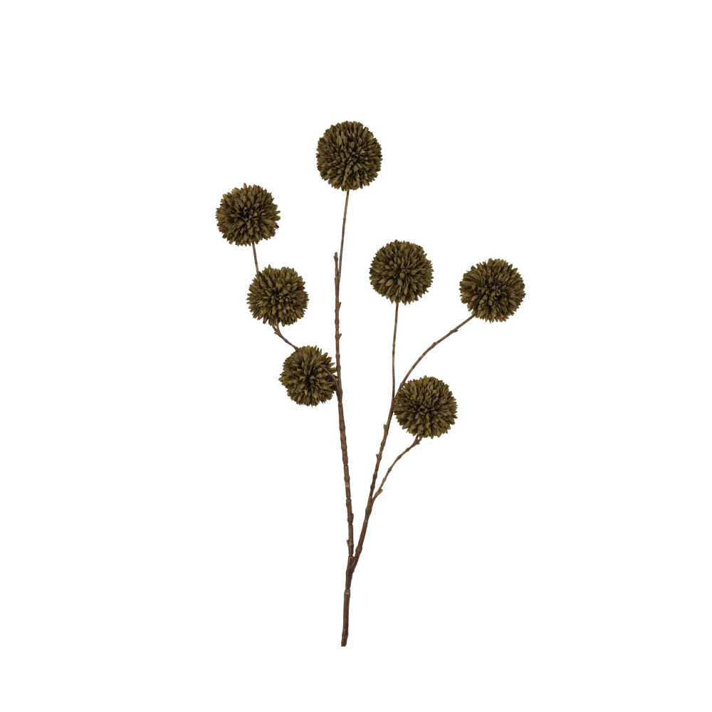 Artificial branch pompom spray L Cream