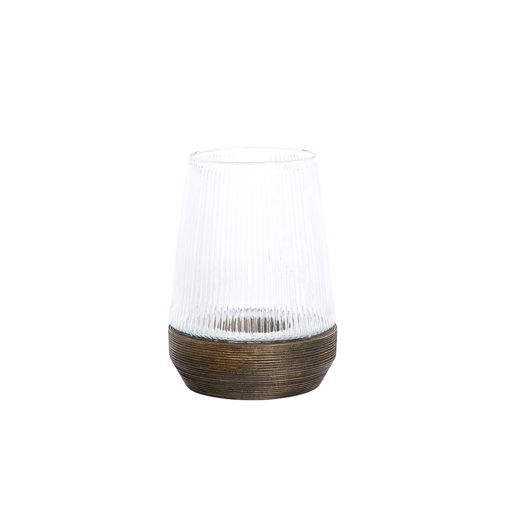 Windlicht Minas Ø22x30 cm glasr+hout