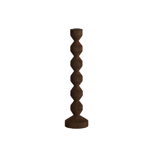 Kandelaar L cm DOZZA hout mat donker bruin