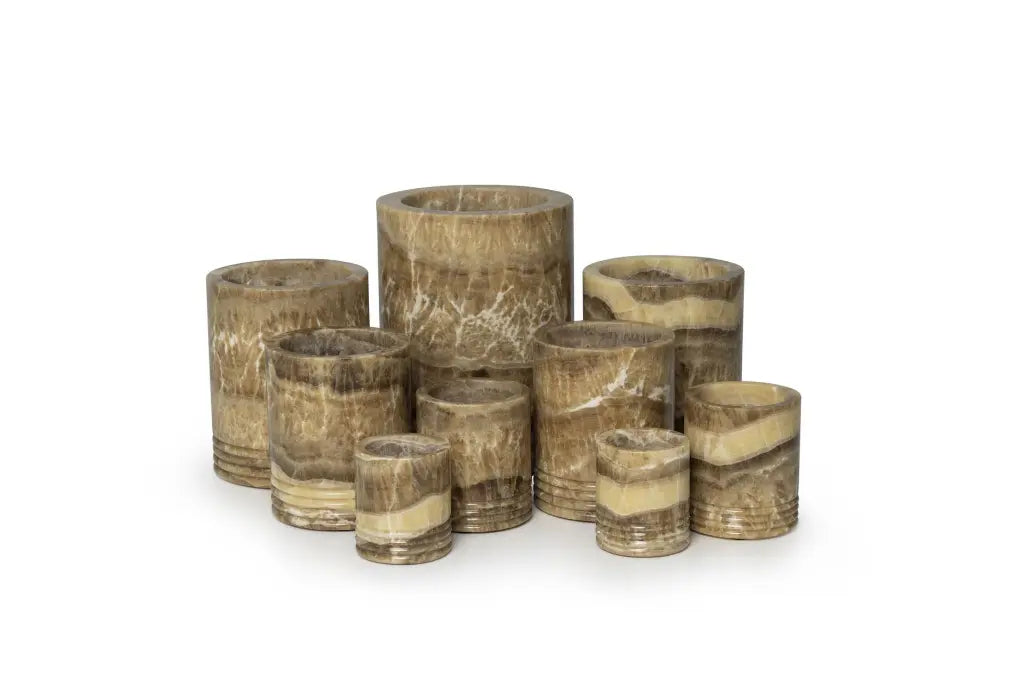 Waxinelichthouder Sandal onyx M Ø11x13cm