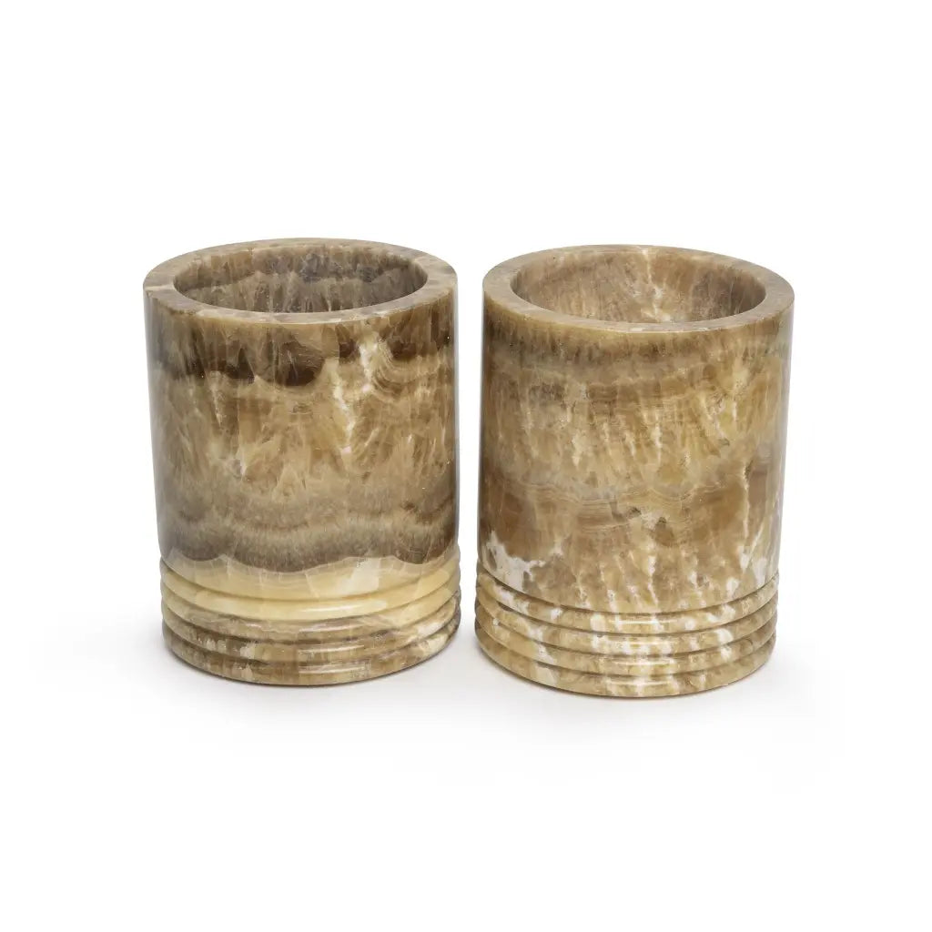 Waxinelichthouder Sandal onyx L Ø14x17 cm