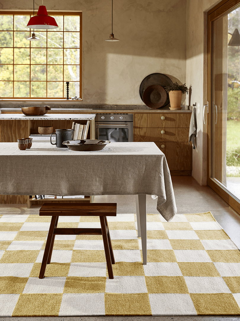 Vloerkleed Squares 170x230 Yellow/White
