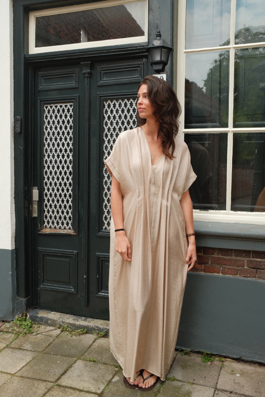 Jurk Fenna metallic beige