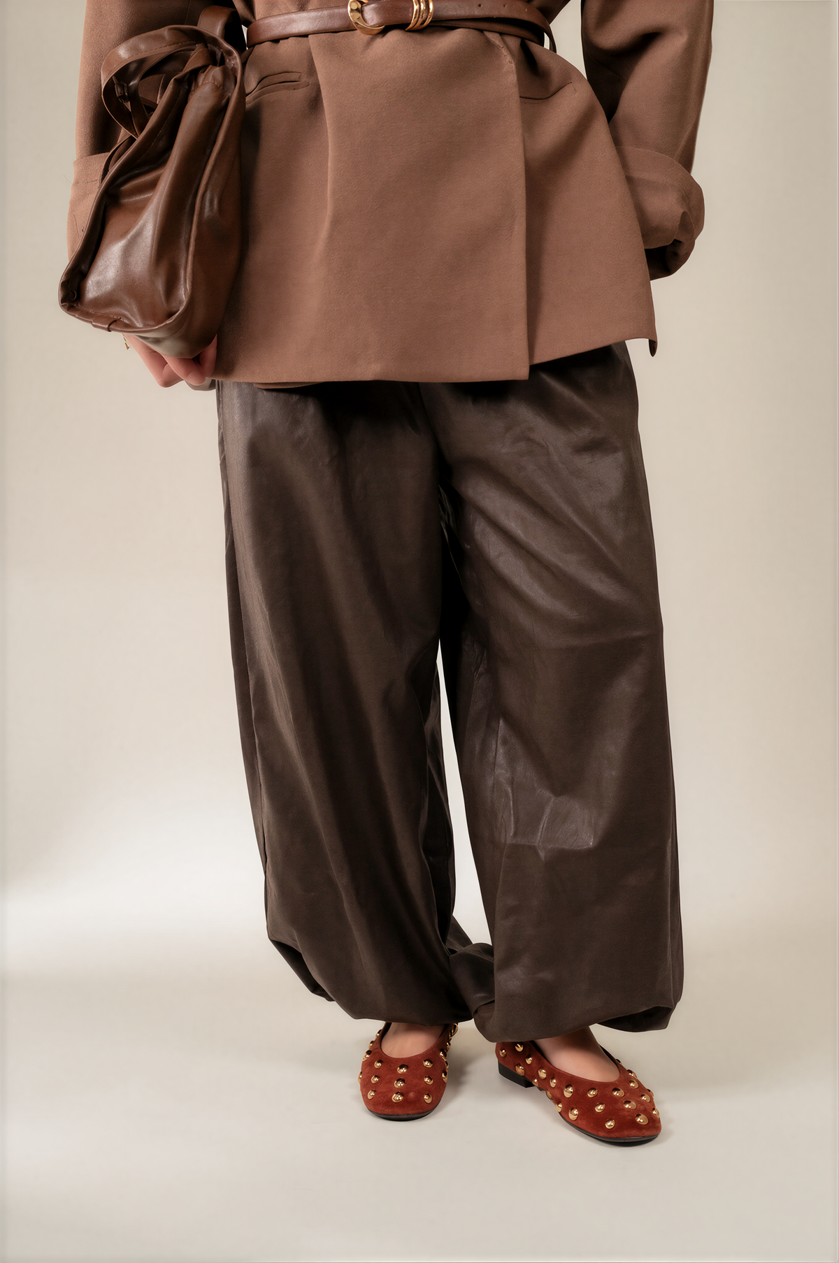 Broek Kensi leer coffee
