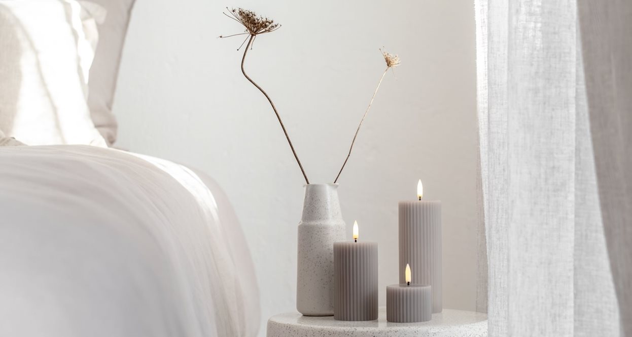 LED kaars Grooved Pillar Candle W5,8 x H15,2cm