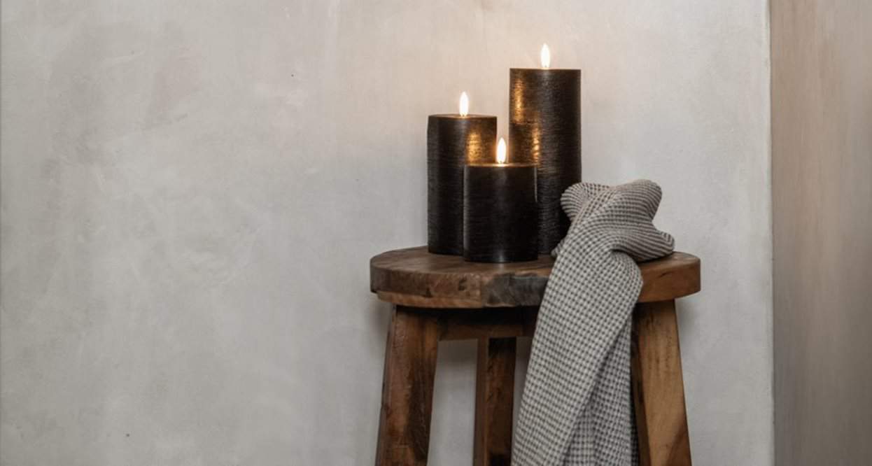 LED kaars Melted Pillar Rustic 7,8 x 20,3cm - wit