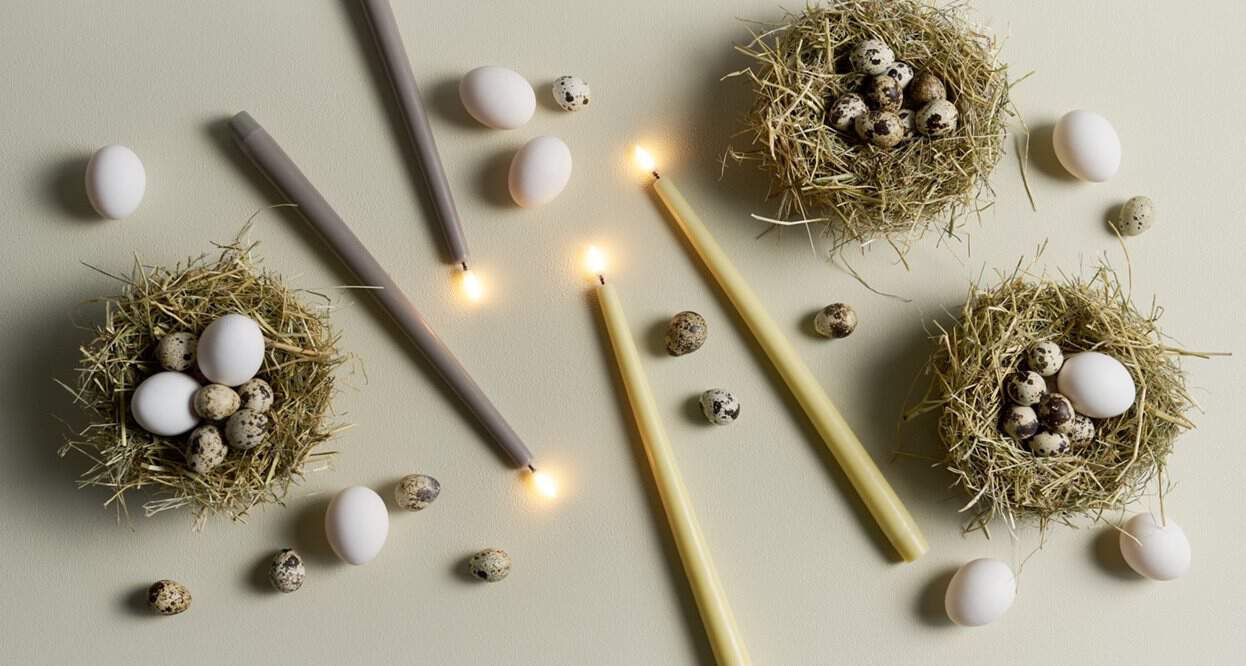 LED candles Slim Taper 2.3 x 32cm - beige