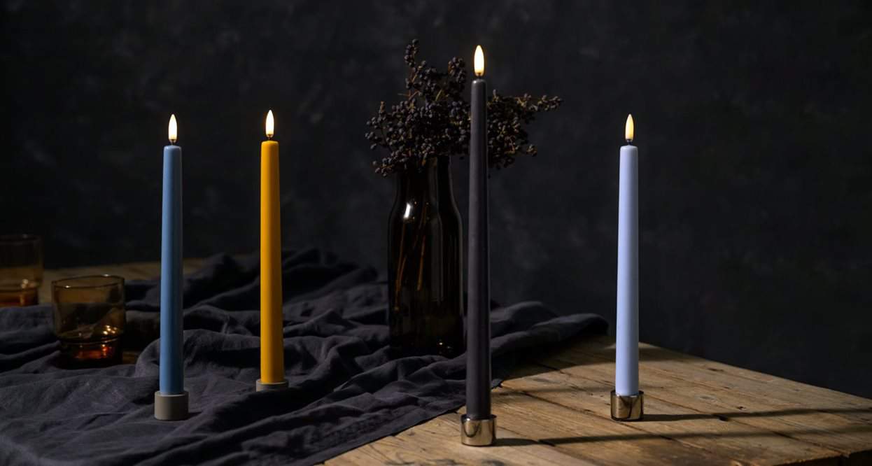 LED candles Slim Taper 2.3 x 32cm - beige
