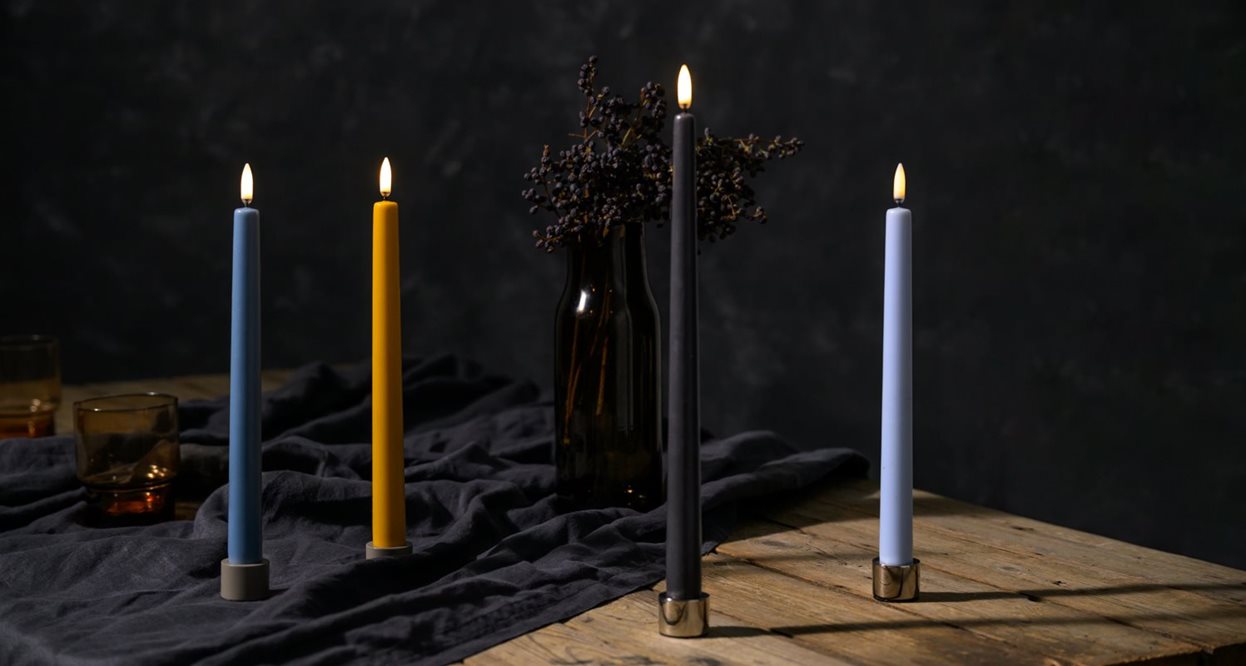 LED candle Slim Taper 2.3 x 32cm - brown