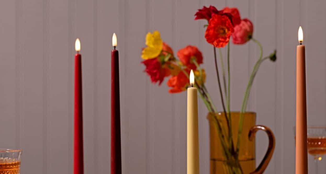 LED candles Slim Taper 2.3 x 32cm - beige