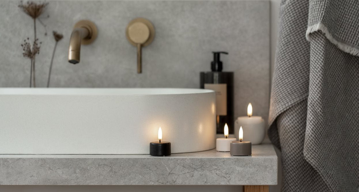 LED kaars Tealight Nordic white wax Smooth Incl. Batterij
