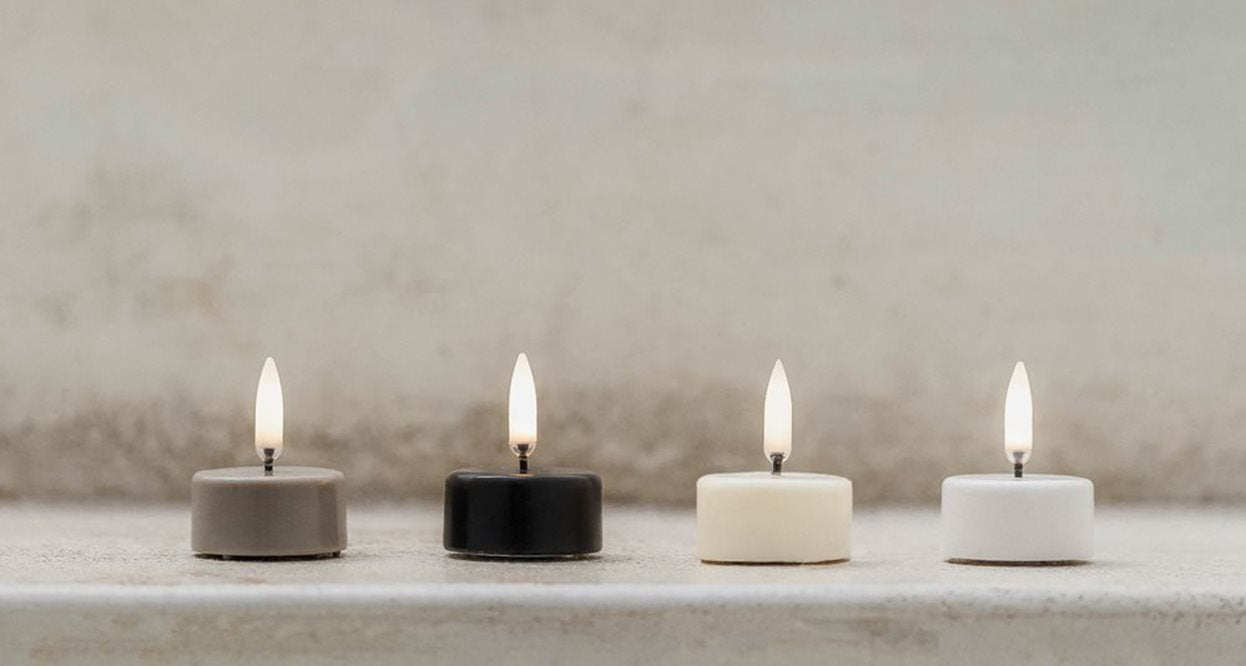 LED kaars Tealight Nordic white wax Smooth Incl. Batterij