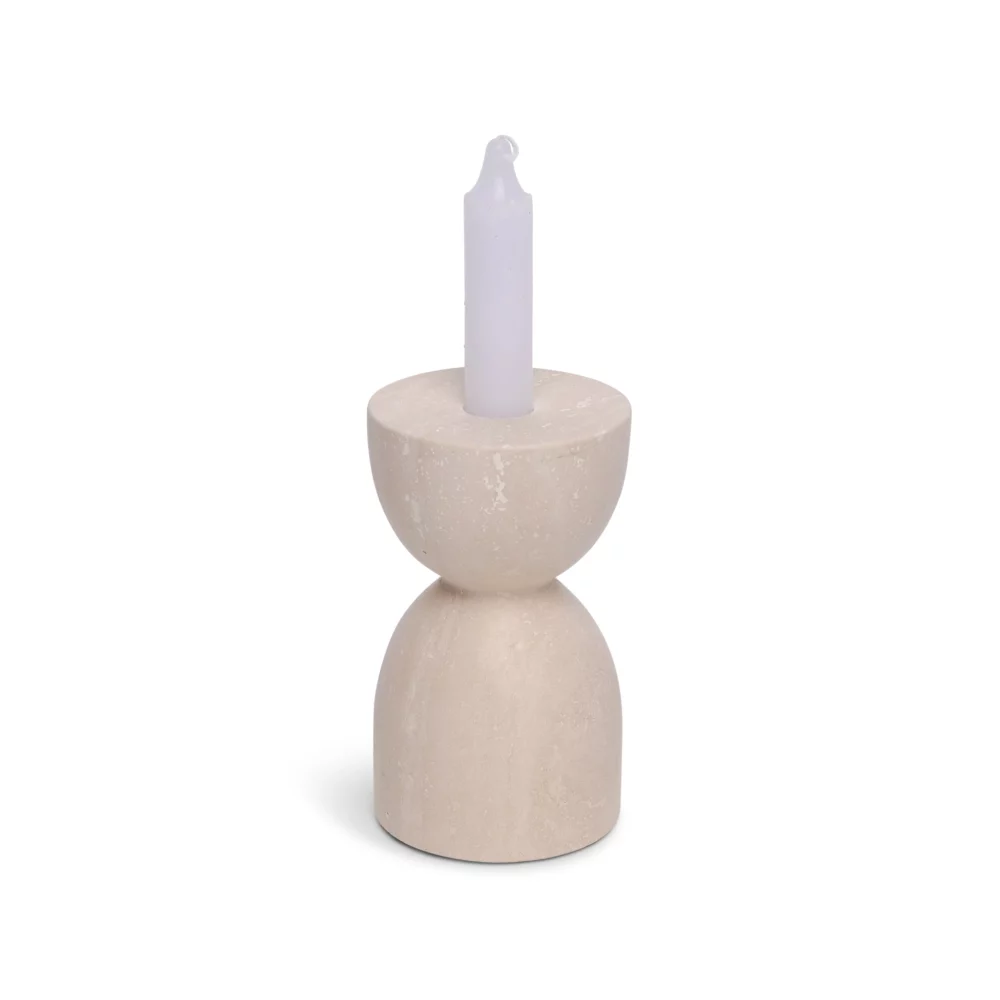 Travertine design kaarshouder Ø8x14cm - Afbeelding 3