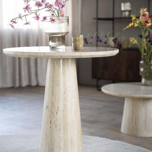 Tafel / Bijzettafel Aime travertine – 70x70x75 cm