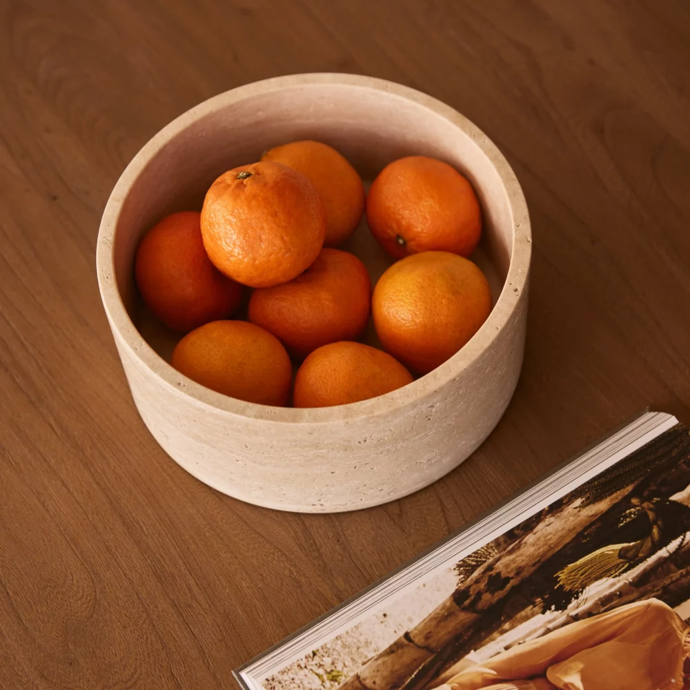 Travertine fruitschaal rond Ø24cm - Afbeelding 4