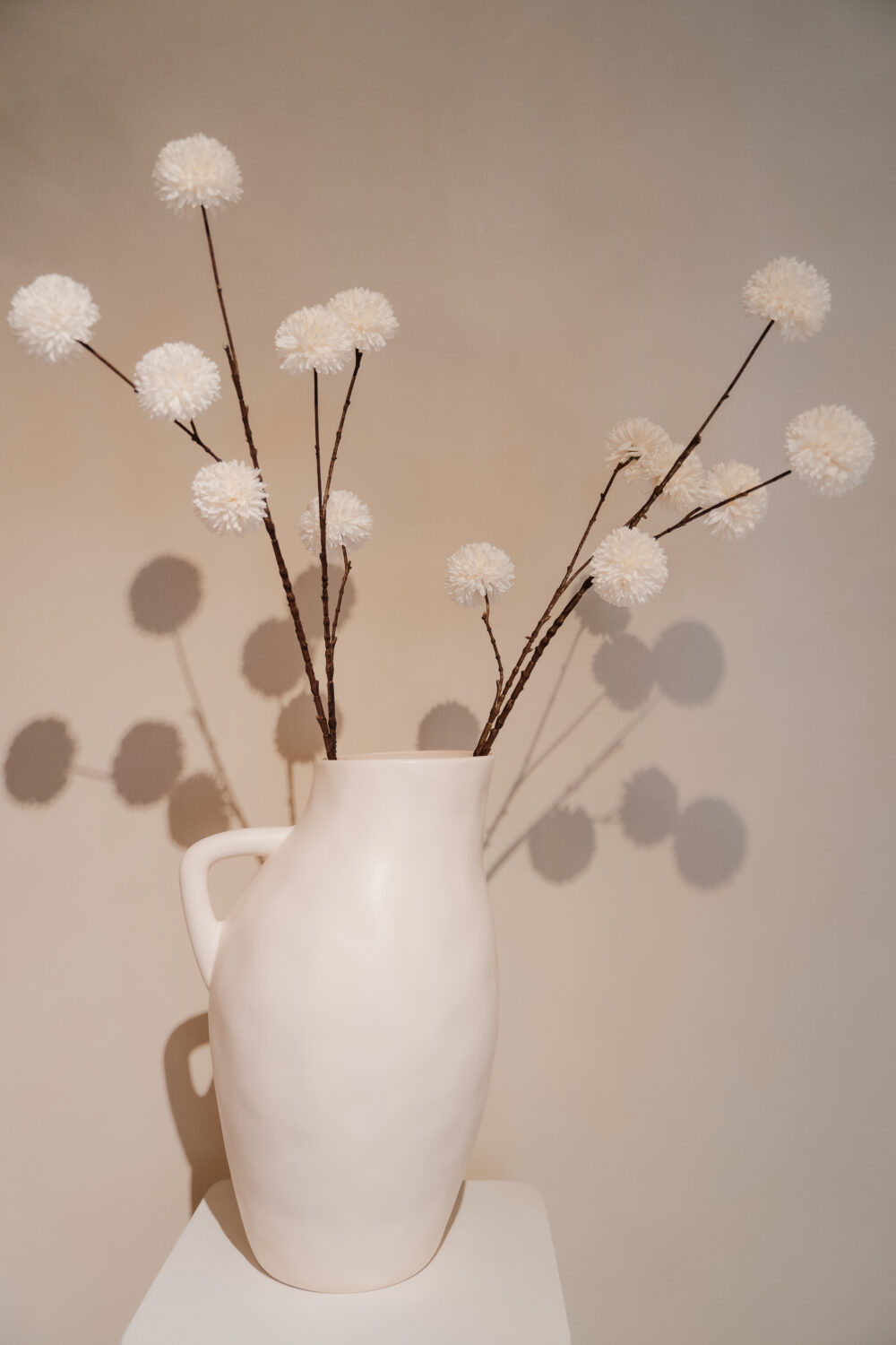 Kunsttak pompom spray L White - Afbeelding 3