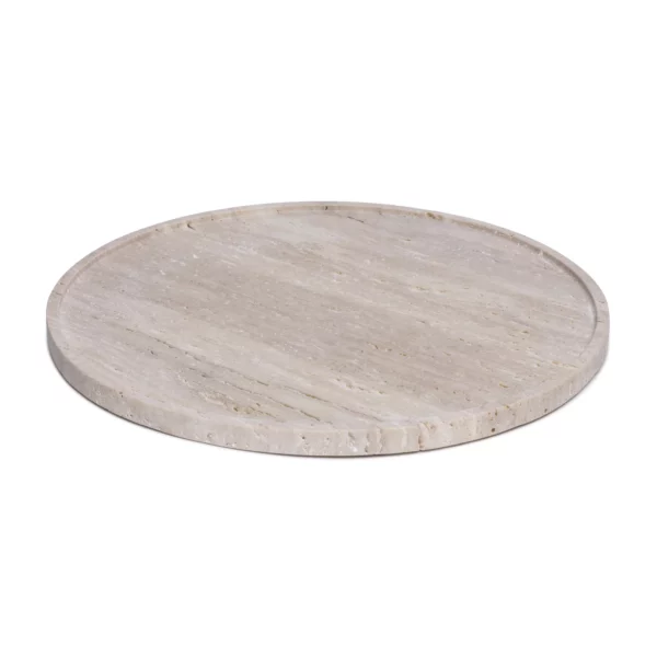 Travertine dienblad rond met rand 45cm