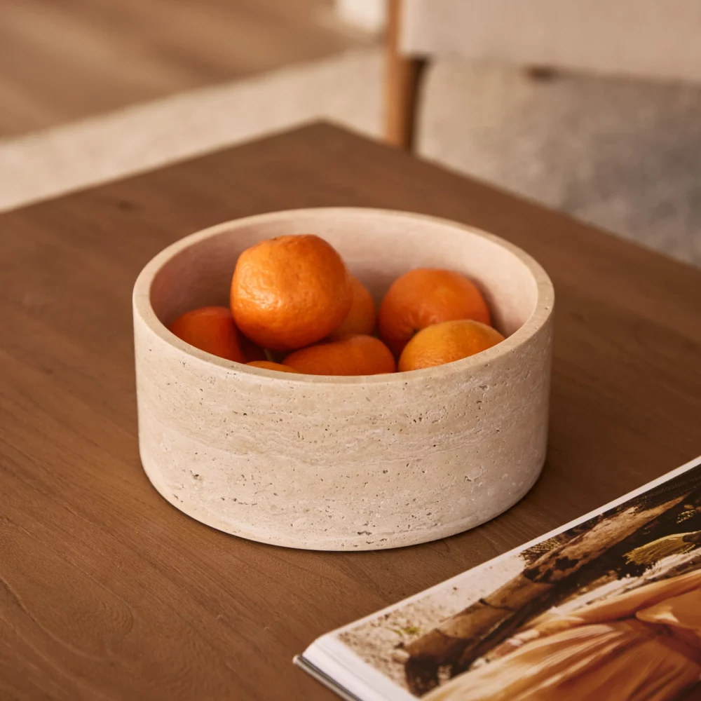 Travertine fruitschaal rond Ø24cm - Afbeelding 3