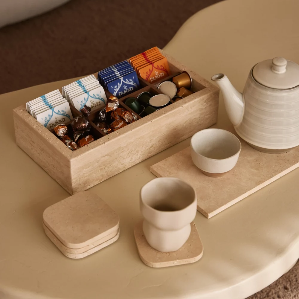 Travertine organizer box 32.5x17.5x8cm - Afbeelding 2