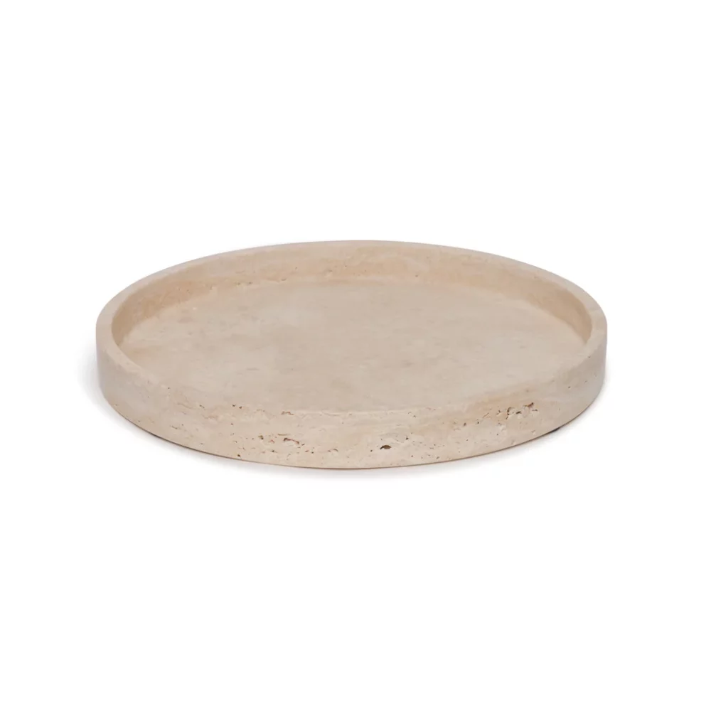 Travertine dienblad rond met rand Ø30cm