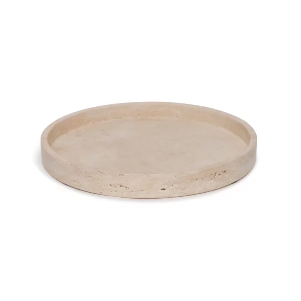 Travertine dienblad rond met rand Ø30cm
