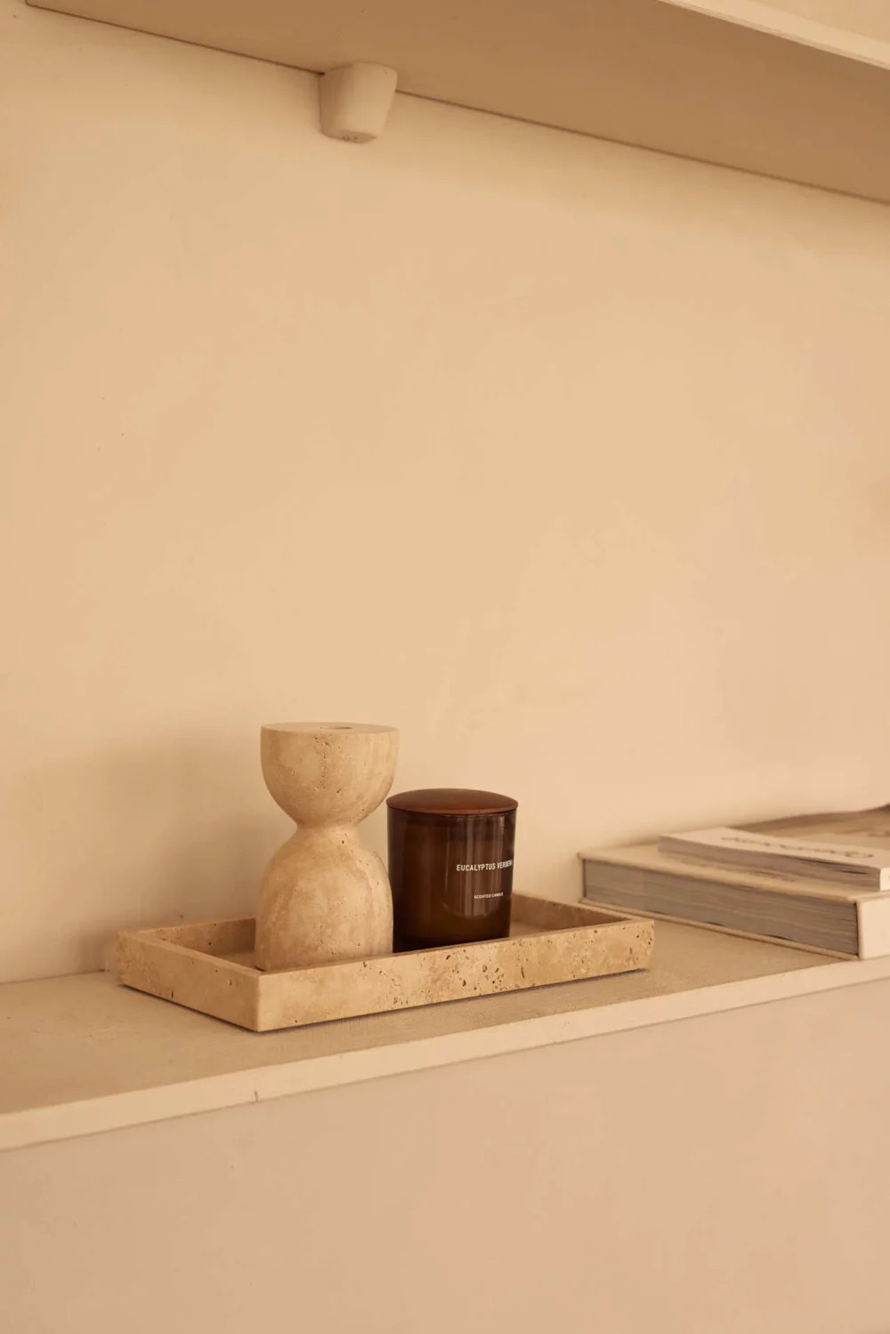 Travertine design kaarshouder Ø8x14cm - Afbeelding 2