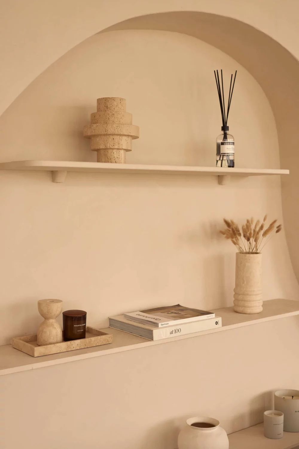 Travertine design kaarshouder Ø8x14cm - Afbeelding 4