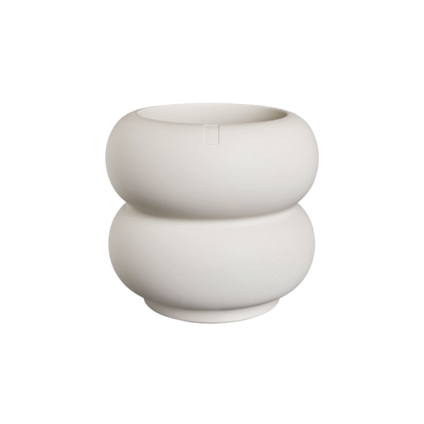 Pot amber roll low 43cm linnen wit