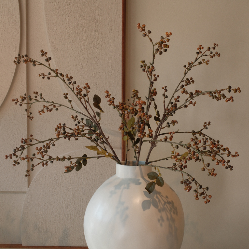 Kunsttak Berry spray 90 cm bruin/geel
