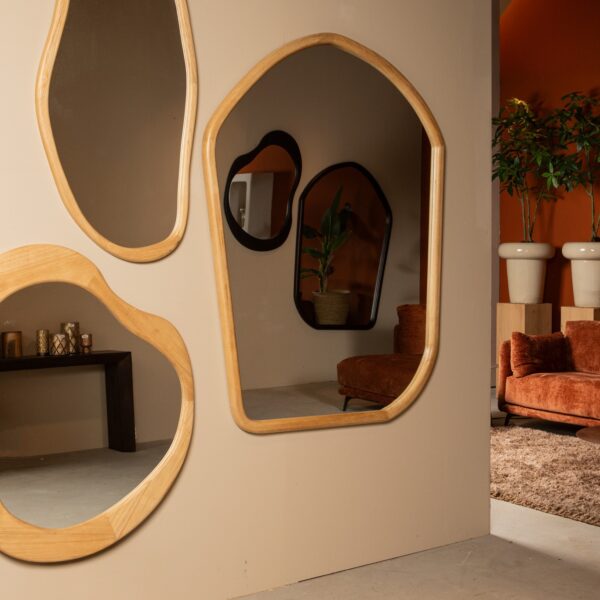 Barragh Natural Solid Wood Organic Mirror Oval