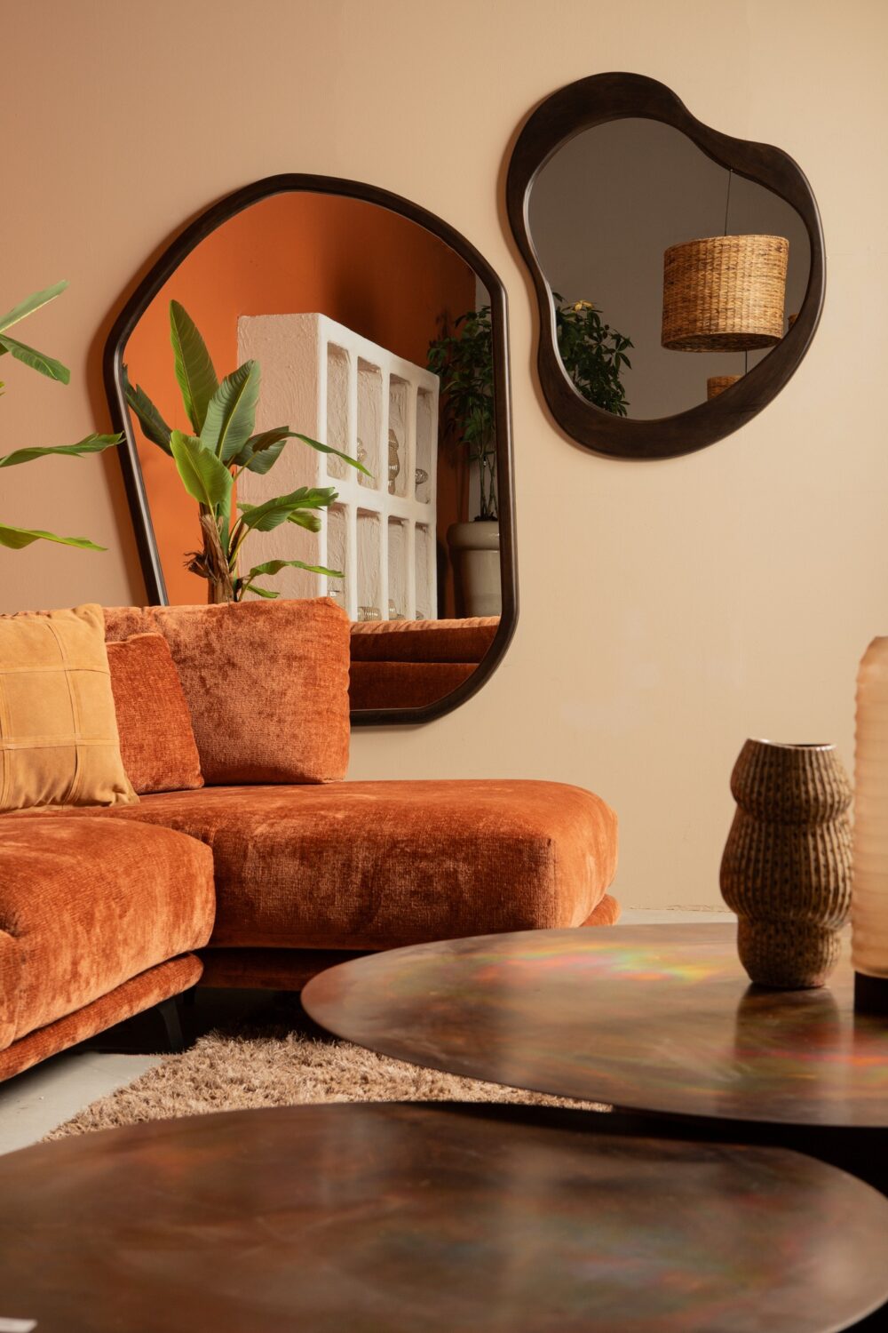 Spiegel Denholm Brown Solid Wood Big Organic Mirror - Afbeelding 5