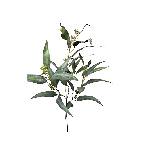 Kunsttak Eucalyptus fijn w/roze berry groen lvs